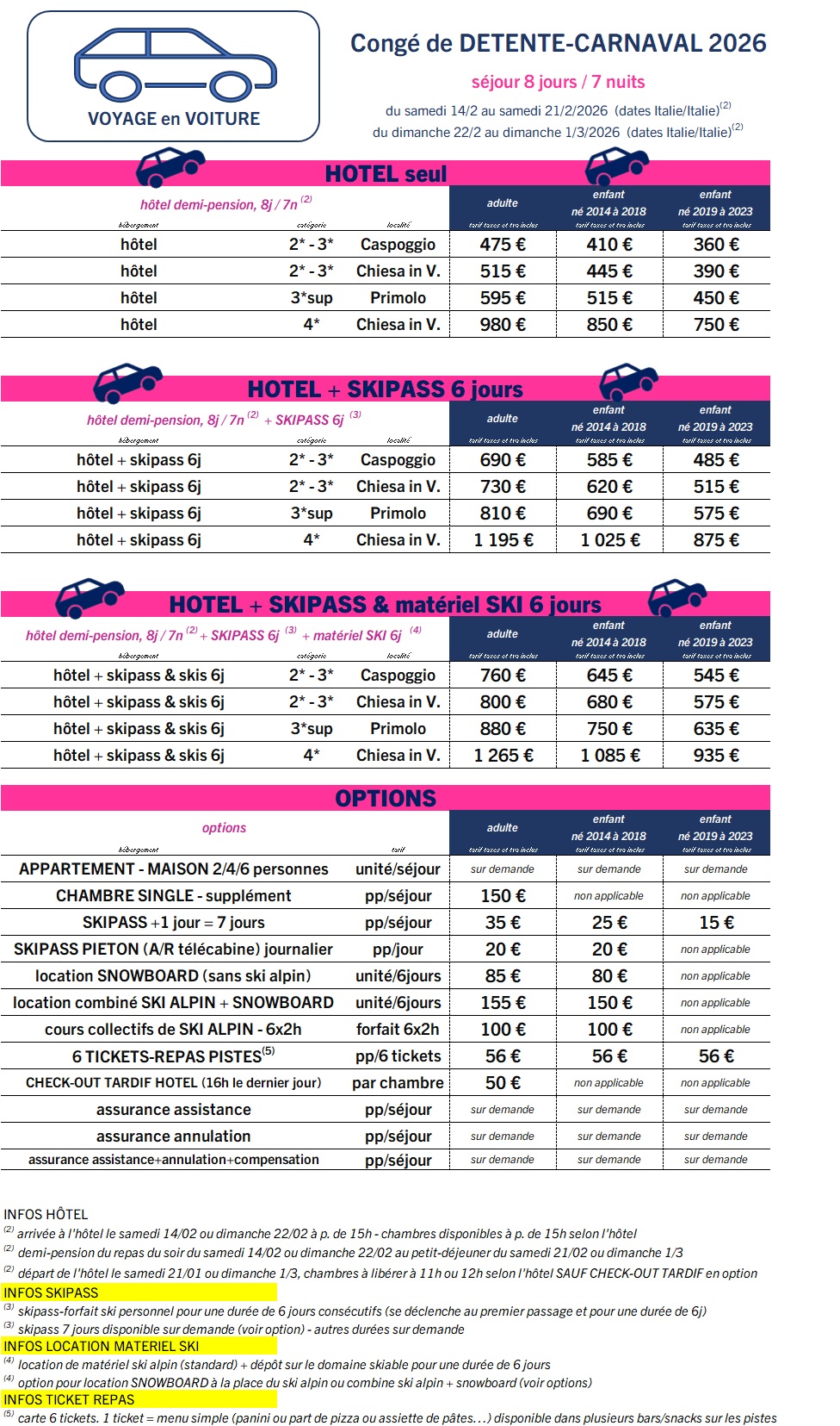 WEB grille tarif voiture CARNAVAL 2026   rezia new tarifs